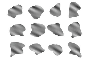 Blobs Abstract Fluid Shape Stripe lines Set Abstract Black Shapes Liquid Shape Elements Random Outline Fluid Shapes.