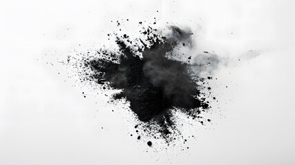 Black powder strikingly contrasted against a pristine white background, creating a visually captivating image.