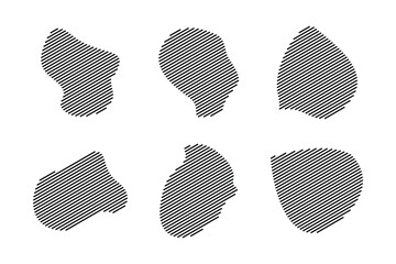 Blobs Abstract Fluid Shape Stripe lines Set Abstract Black Shapes Liquid Shape Elements Random Outline Fluid Shapes.