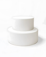 White pure two tier cake mock up front view isolated on white background. 