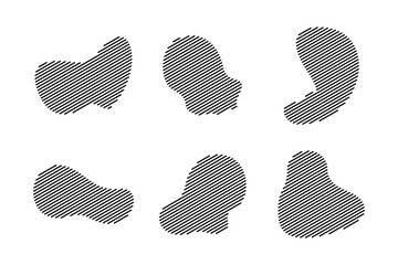 Blobs Abstract Fluid Shape Stripe lines Set Abstract Black Shapes Liquid Shape Elements Random Outline Fluid Shapes.