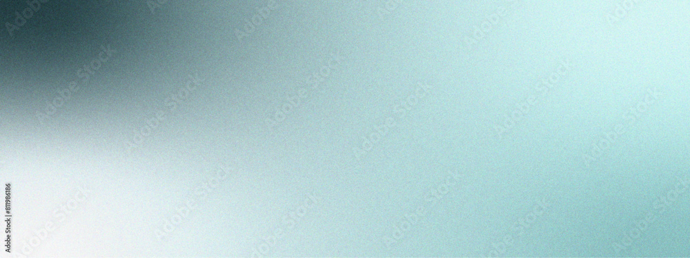 Poster Teal silver blue grainy color gradient . Grainy Gradient glowing noise texture. Soft silver gradient foil shimmer background texture. Retro Grunge Gradient Background with Noise.