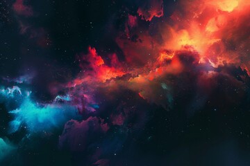 Galaxy in space with clouds, colorful stars on a black background 