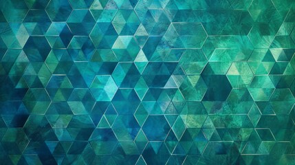 Fototapeta premium The image is a green blue gradient background with a geometric triangle pattern.