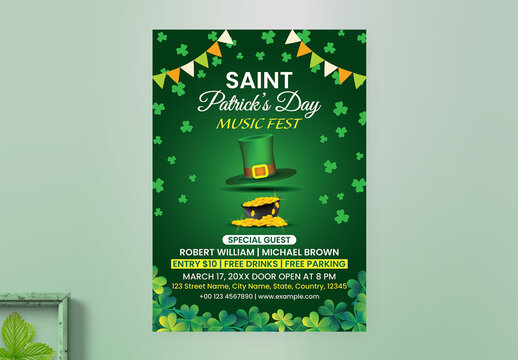 Green Saint Patricks Day Music Flyer