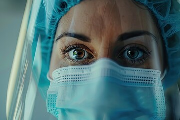 Doctor wearing face mask at the hospital , Generative Ai 