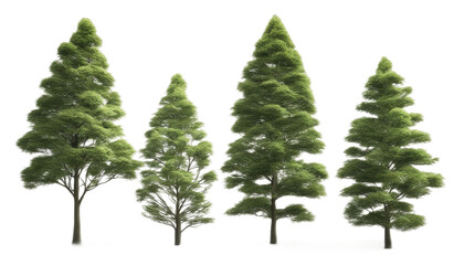 Diverse green trees, showcasing nature variety isolate on transparent background, cutout, png