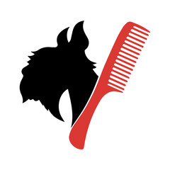 Dog  face with comb