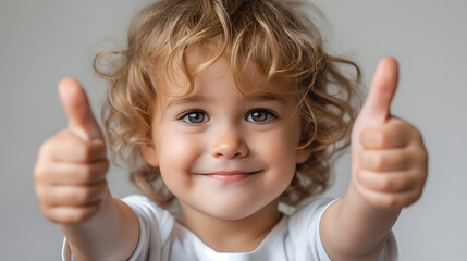 A toddler giving a thumbs up isolated on transparent