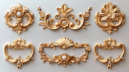 Set of ornate intricate baroque frames, premium pen tool cutouts, white background,Exquisite Baroque Frame Collection - Intricate 4K Wallpaper for Collectors