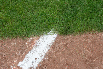 where the foul line and infield clay meets the outfield grass