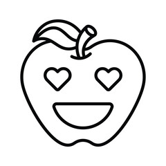 Happy face with heart symbols on eyes, concept icon of in love emoji