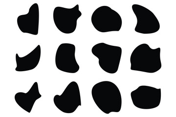 Blobs Abstract Fluid Shape set Abstract black shapes Liquid shape elements Random outline fluid shapes.