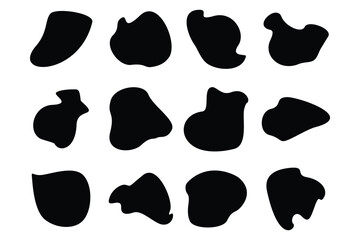 Blobs Abstract Fluid Shape set Abstract black shapes Liquid shape elements Random outline fluid shapes.