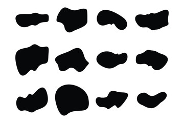 Blobs Abstract Fluid Shape set Abstract black shapes Liquid shape elements Random outline fluid shapes.