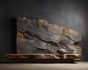 An artistic display of textural contrasts, featuring smooth polished stone against a rough wooden background, ideal for exploring sensory experiences in design