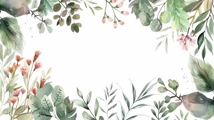 Watercolor Floral Frame for Presentation Backgrounds Generative AI