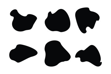 Blobs Abstract Fluid Shape set Abstract black shapes Liquid shape elements Random outline fluid shapes.