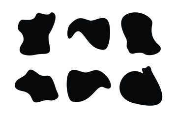 Blobs Abstract Fluid Shape set Abstract black shapes Liquid shape elements Random outline fluid shapes.