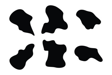 Blobs Abstract Fluid Shape set Abstract black shapes Liquid shape elements Random outline fluid shapes.