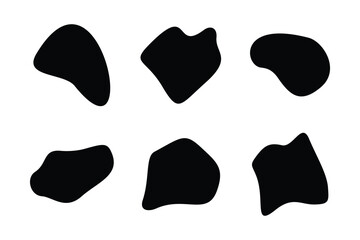 Blobs Abstract Fluid Shape set Abstract black shapes Liquid shape elements Random outline fluid shapes.