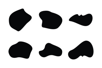 Blobs Abstract Fluid Shape set Abstract black shapes Liquid shape elements Random outline fluid shapes.