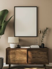 Frame mockup, modern stylish interior in minimalist style, room interior, 3D render