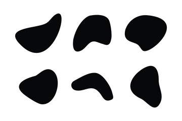Blobs Abstract Fluid Linear shape set Abstract black shapes Liquid shape elements Random outline fluid shapes.