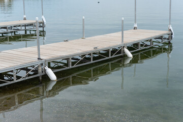 floating dock on calm waters at the lake
