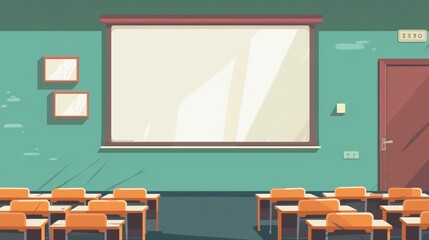 Classroom Learning Scene with Projector Screen Generative AI