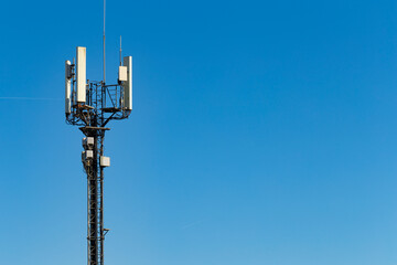 Telecommunication tower of 4G and 5G cellular. Macro Base Station. Mobile phone tower....