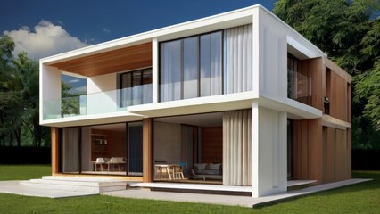 Modern Residence Exposed Cross-Sectional Rendering Render Suitable for Buildings and Architecture Interior Design. 3D Rendering