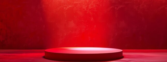 Empty Red Podium on a Studio Stage for Product Display Generative AI