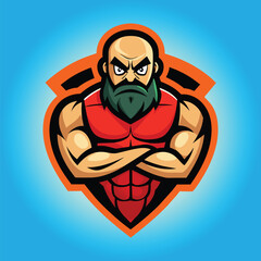 Body builder mascot logo design body builder vector muscular man vector