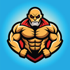 Body builder mascot logo design body builder vector muscular man vector