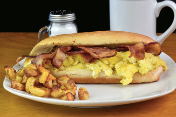 scramble egg  and bacon breakfast  sub