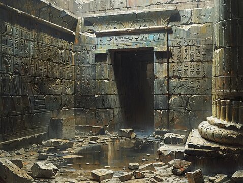 Uncovering a Hidden Chamber in an Ancient Temple Adorned with Cryptic Symbols and Inscriptions