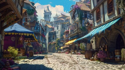 Obraz premium fantasy city street