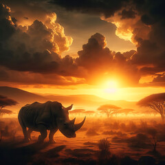 Naklejka premium rhinoceros in africa