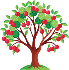 cherry tree illustration icon, tree icon