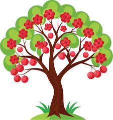 cherry tree illustration icon, tree icon