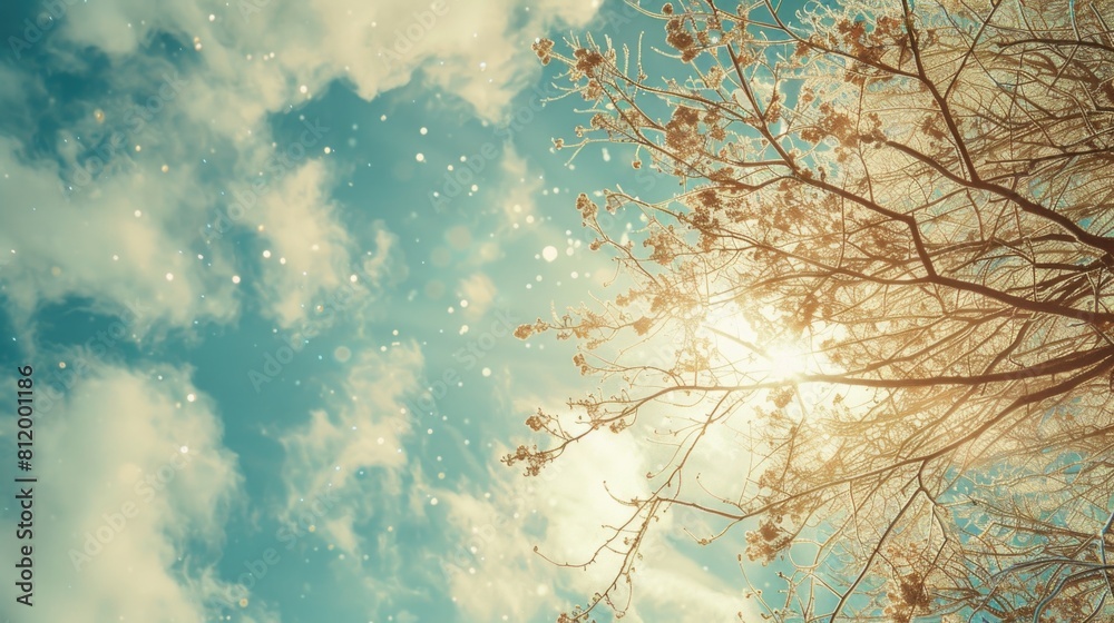 Poster Sunlight filtering through dense tree canopy. Ideal for nature and environment concepts