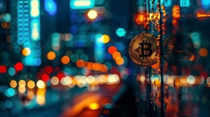 Crypto Trading theme with blurred city lights
