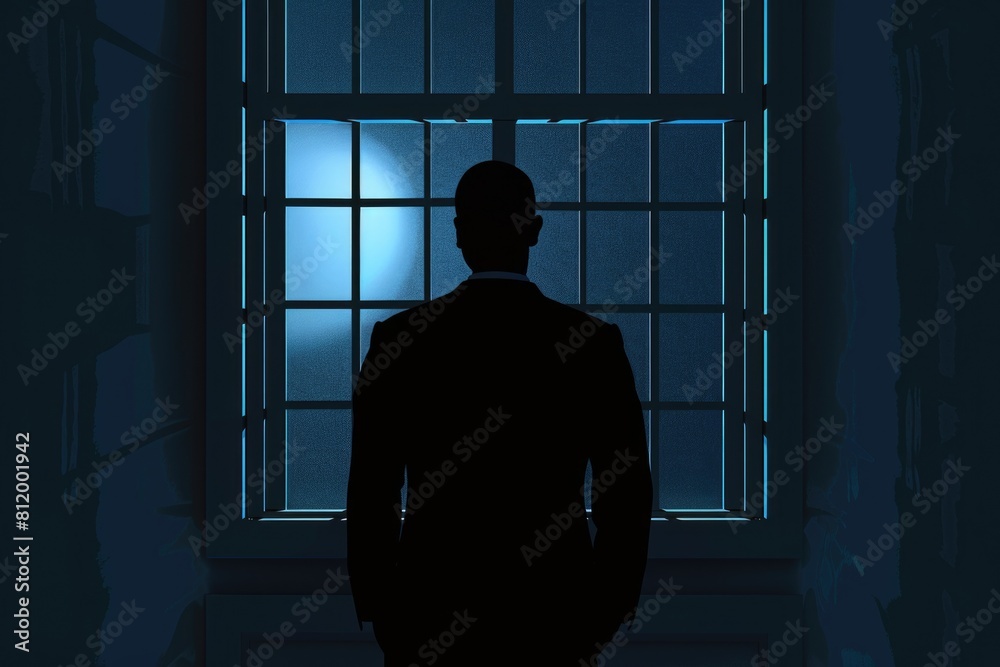 Aufkleber a man standing in front of a window, suitable for business concepts