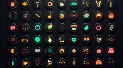Vibrant Set of Modern Color Icons for Business and Technology Concepts - Graphic Collection for Web and App Interface Design