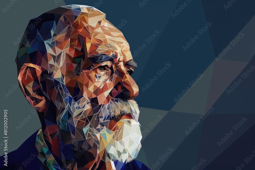 Poster a detailed shot of a man with a beard, suitable for various projects