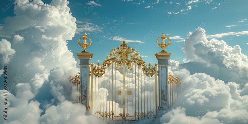 Poster a beautiful golden gate with a sky background. perfect for architectural concepts