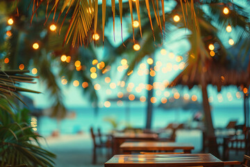 Beach restaurant blurry background generated.AI