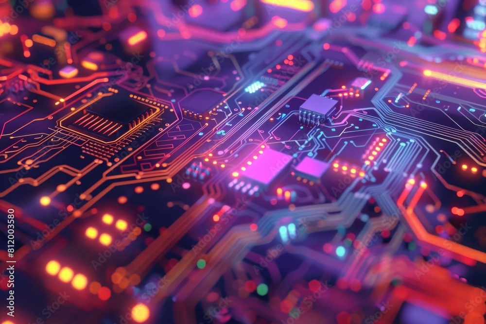 Aufkleber Detailed view of a computer circuit board, ideal for technology concepts