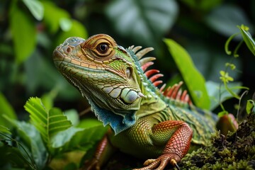 Obraz premium lizard face, Beautiful wildlife of creation, lizard, Ai generated